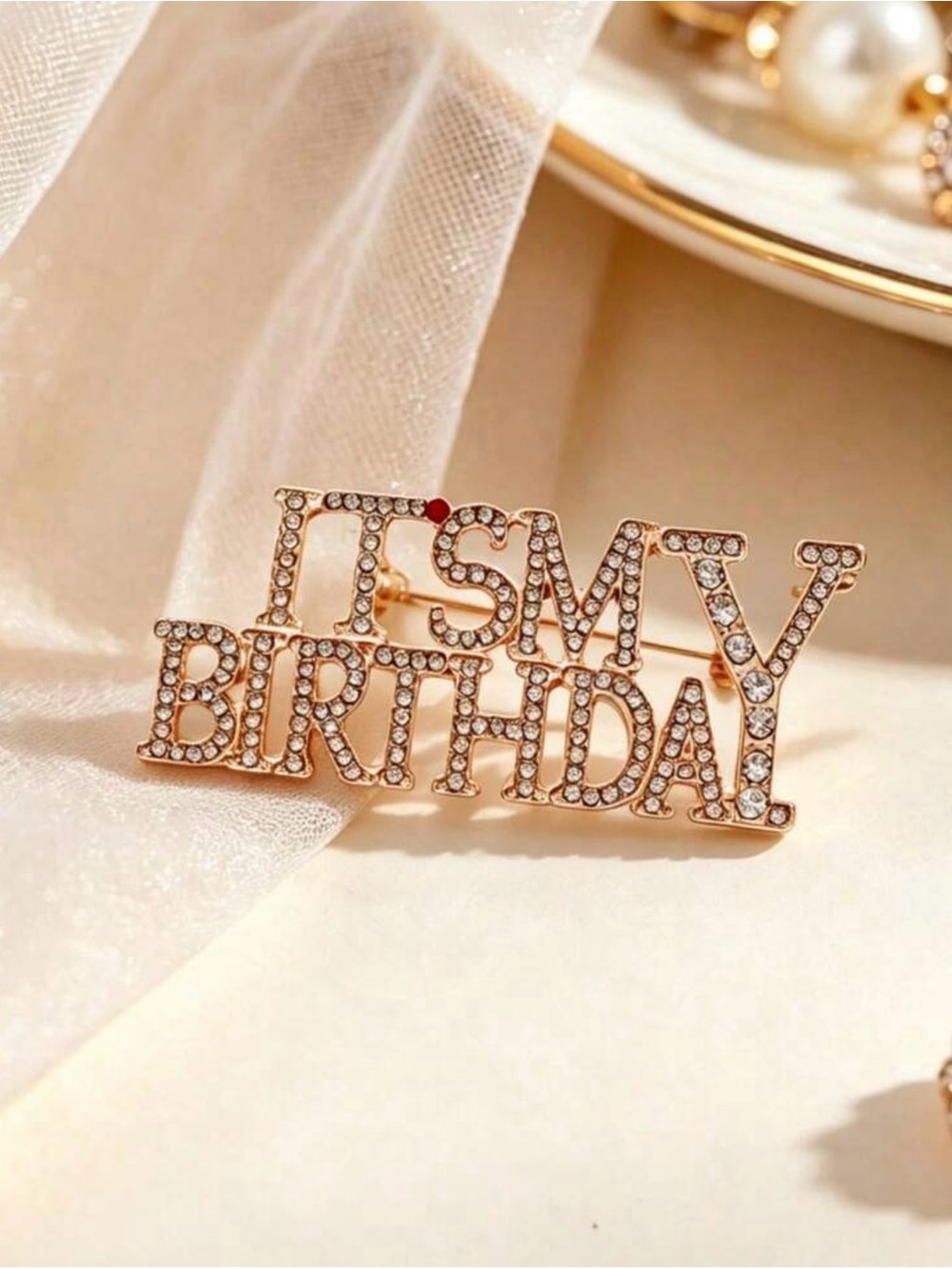 NWT Gold and Silver 'It's My Birthday' Brooch